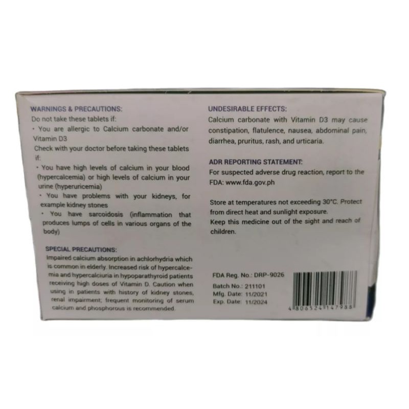 Ambical-Plus Calcium + Cholecalciferol 500mg/200iu 100 Tablets | Shopee ...