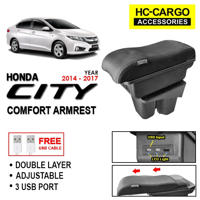 Honda City 20142017 HC13 Comfort Adjustable ArmRest (3 USB) Shopee