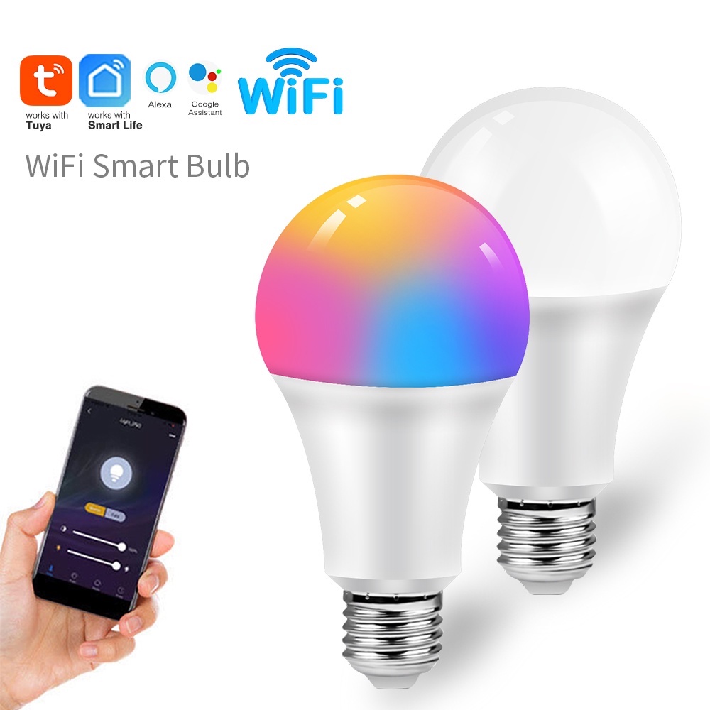 Home led smart light bulb WiFi control B26 E27 led RGB light supports ...