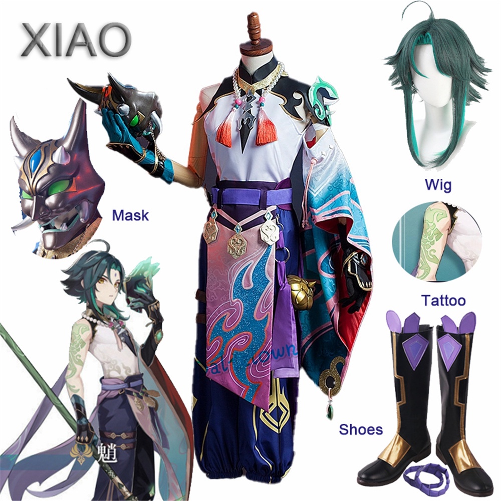 Game Genshin Impact Xiao Cosplay Costume Kimono Uniform Wig Cosplay ...