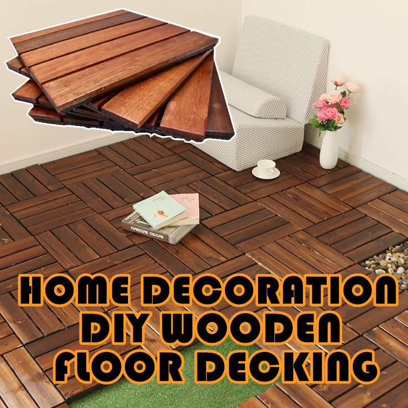 1pc Deck Tiles Interlocking Wood Composite Decking Flooring Tiles Solid ...