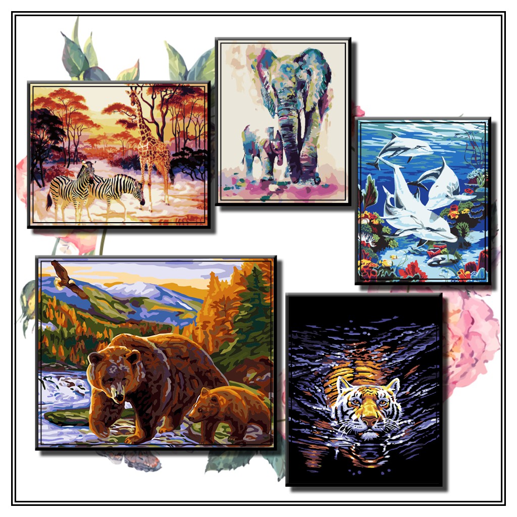 40*50cm DIY Digital Oil Painting Paint By Numbers on Canvas animals in ...