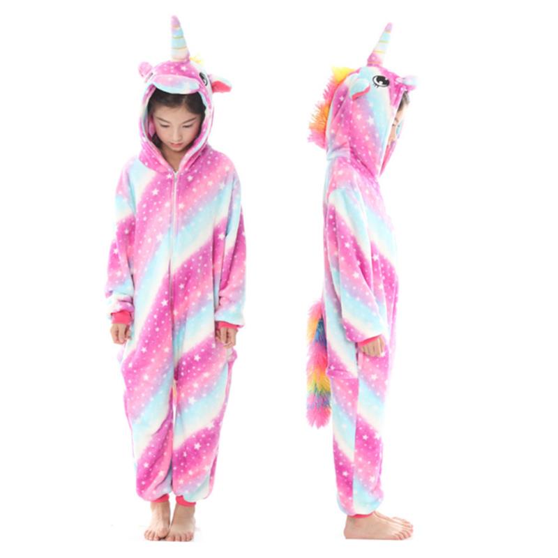 fast Kid Unicorn Kigurumi Pajamas for Girl New Year Winter Soft ...