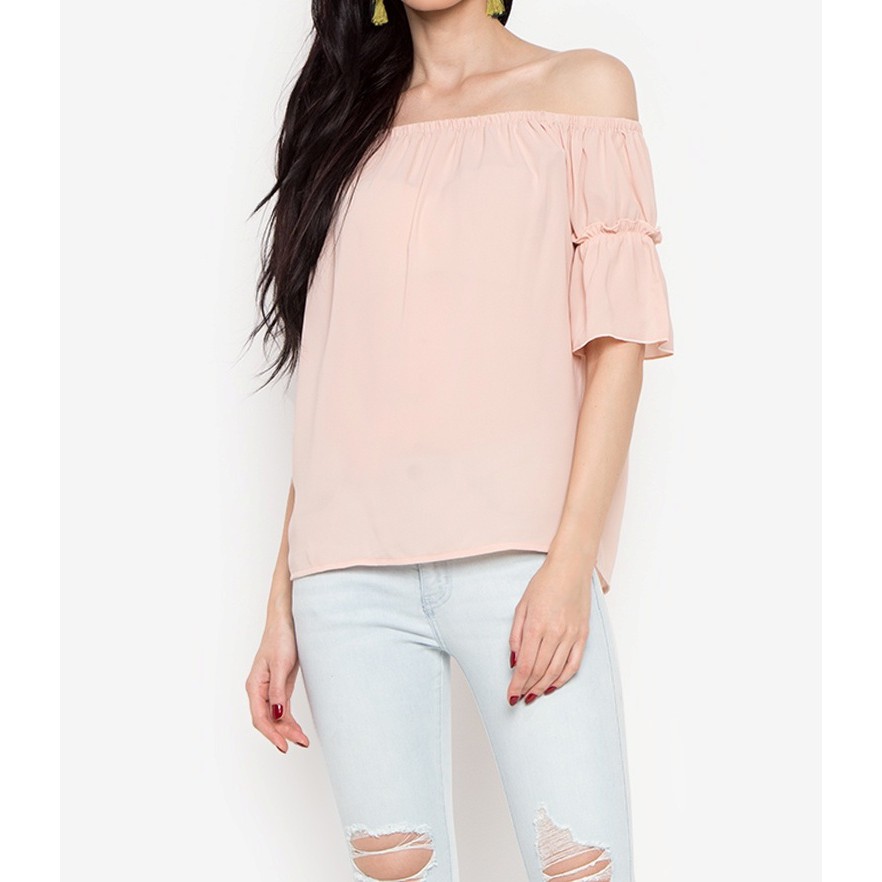 Blush pink off the shoulder top hot sale