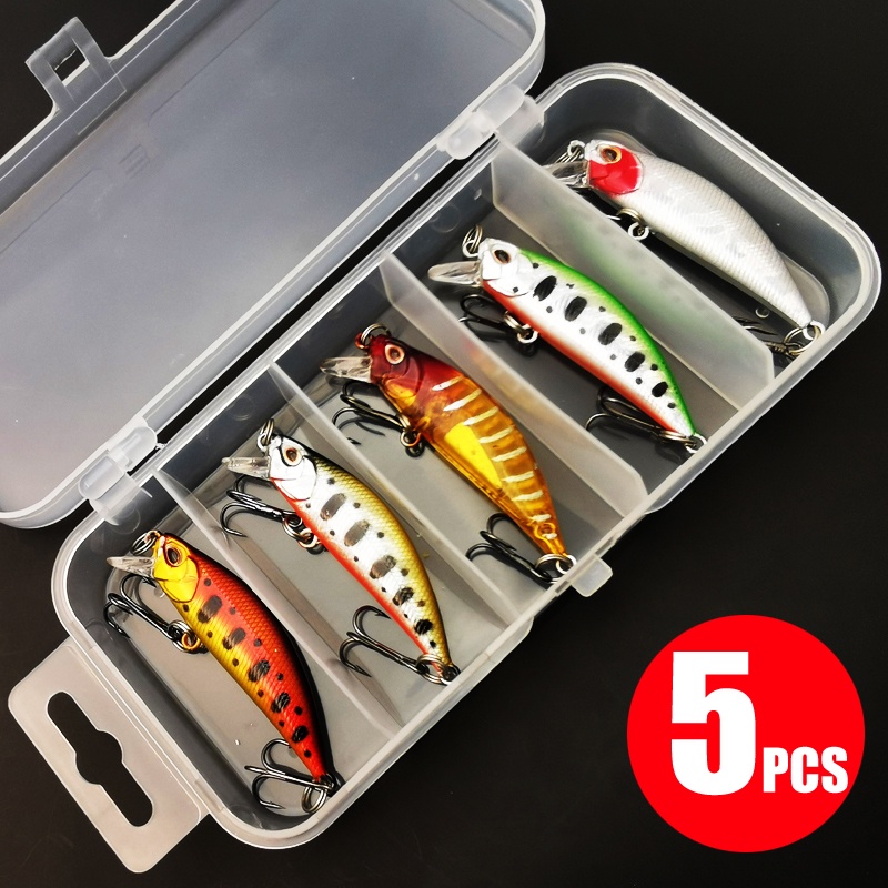 5pcs Fishing Lures Kit Sinking Minnow Trout Artificial Bait Crank bait Bass  Fishing Tackle