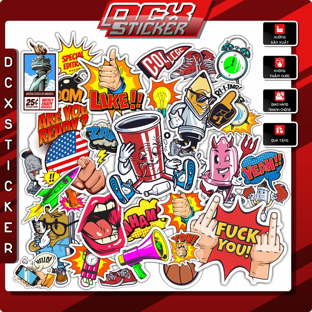 STICKER COLORFUL VINTAGE COMIC|Classic Comic Stickers, Helmets, Phones ...