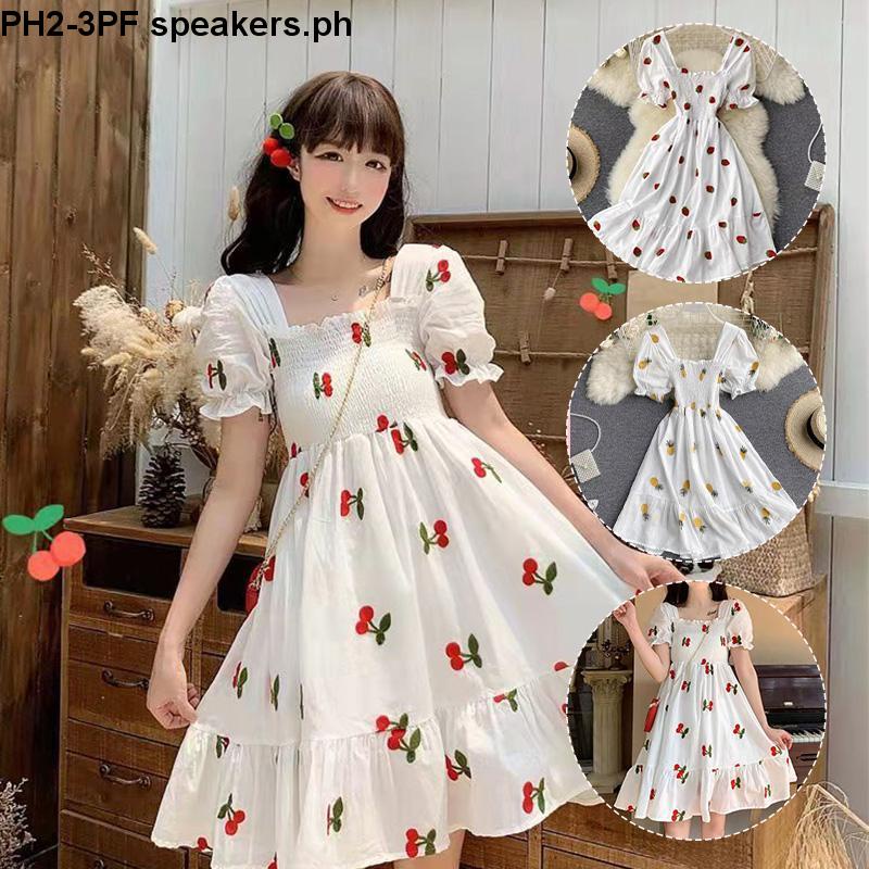 Square Neck Backless Puff Sleeves Pleated Slim Fit Ruffle Dress ...