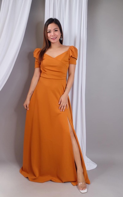 Orange filipiniana dress best sale