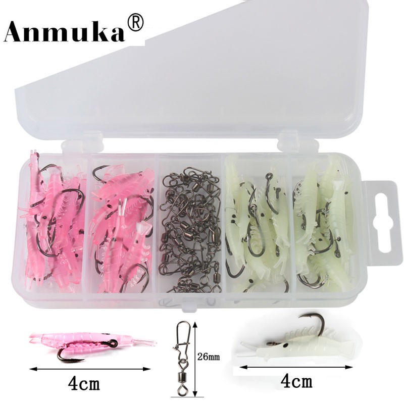 Anmuka60pcs 4cm Soft Fishing Lures Lead Jig Head Single Hook