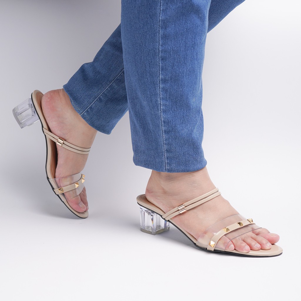 Zavatu Sandals Heel Glass 5cm Big Size Jumbo ZVT 187 Cream | Shopee ...