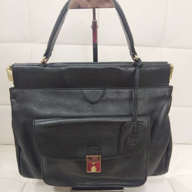 Tory burch satchel priscilla top hot sale handle black