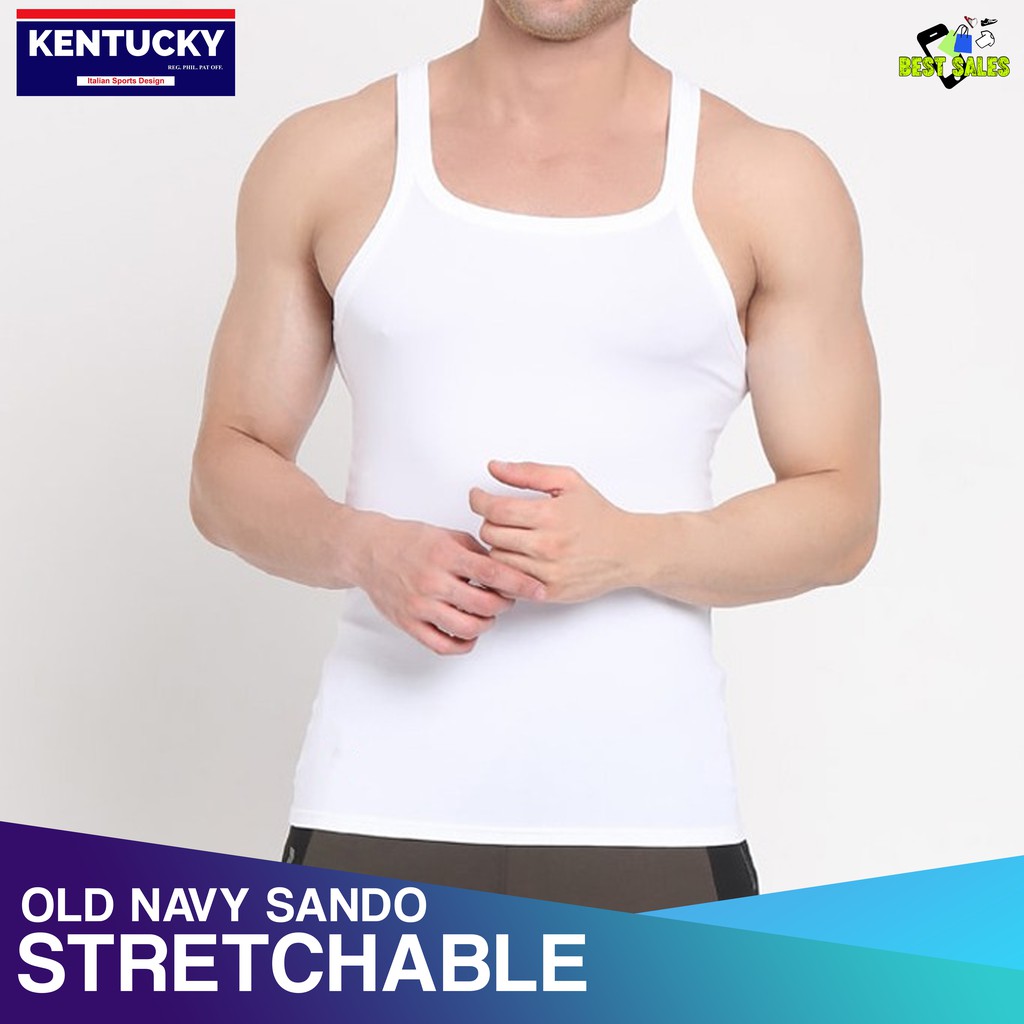 Kentucky Plain White Navy Style Stretchable Sando For Adult Men Shopee Philippines