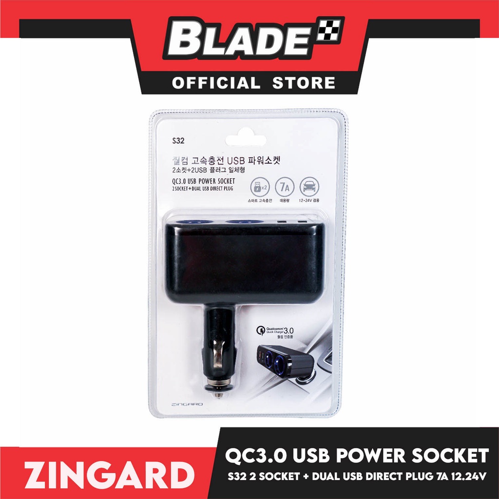 Zingard QC3.0 USB Power Socket 2 Socket + Dual USB Direct Plug S32 12 ...