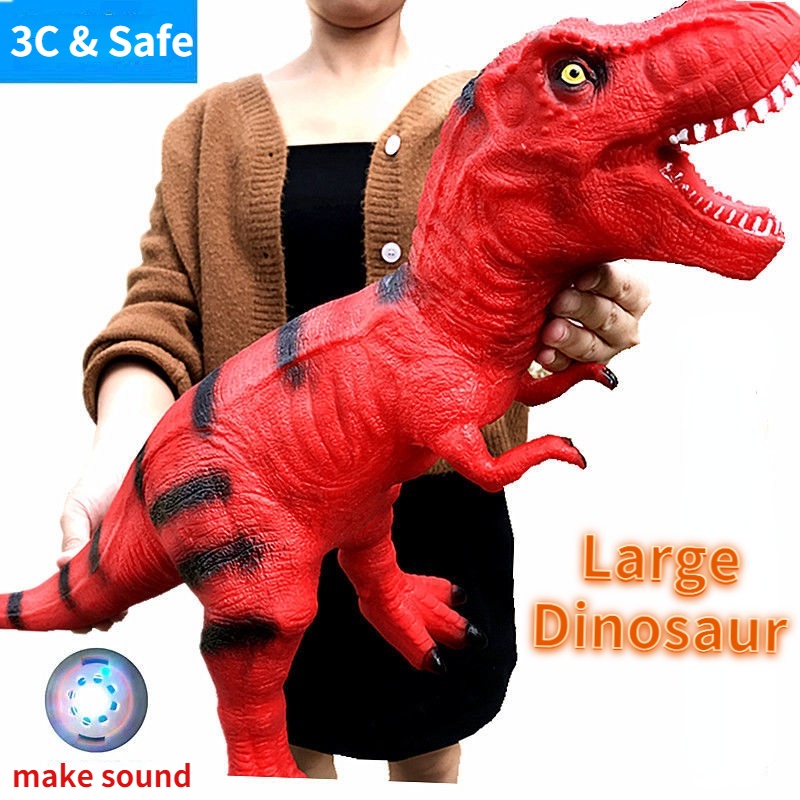 Large Dinosaur Tyrannosaurus Rex Toy Make Sound Kids Simulation Animal  Dinosaur World Model Soft Rubber Tricerat