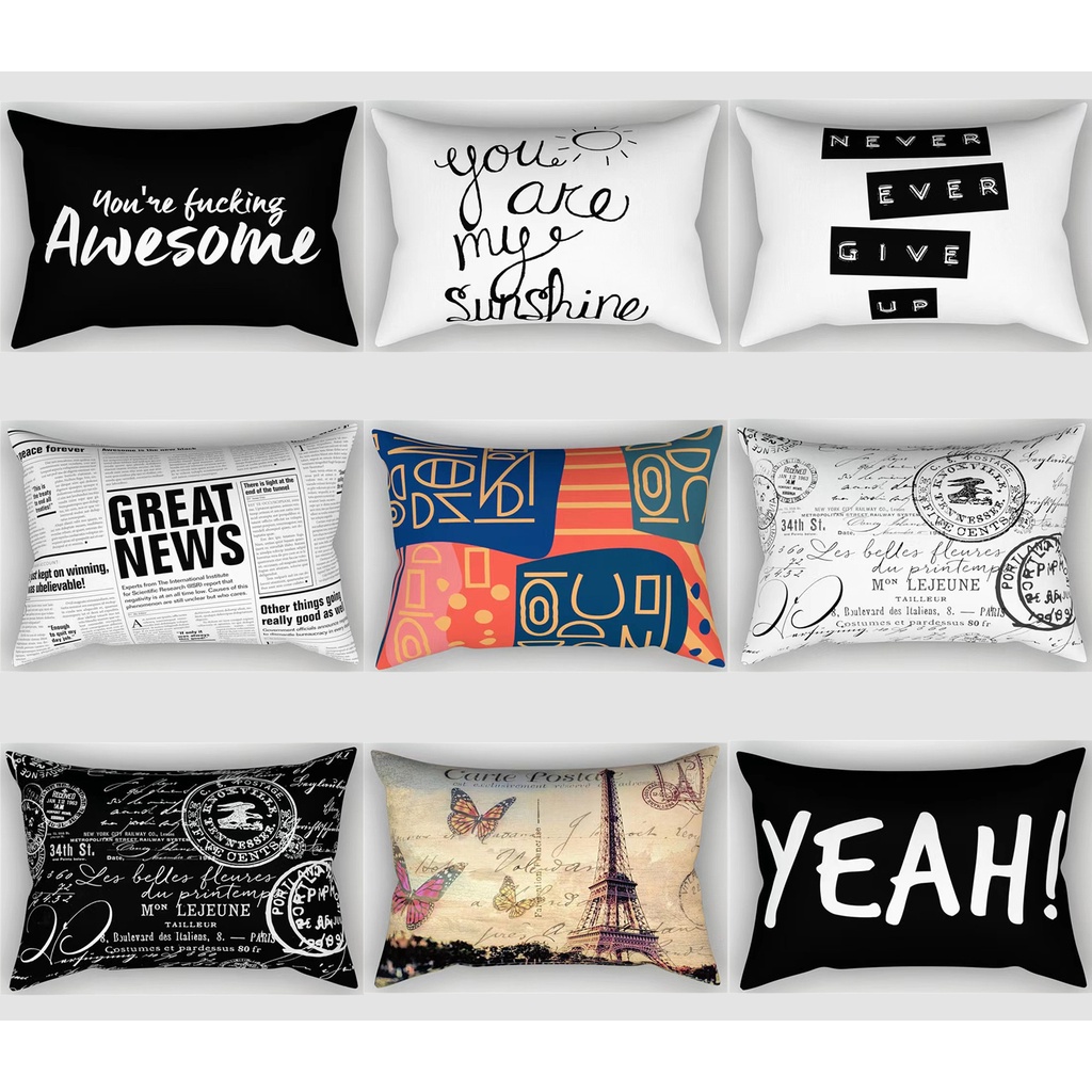 Black white cushion cover 50 cm × 70 cm × 60 cm × 50  lumbar Pillow case for Car Decor
