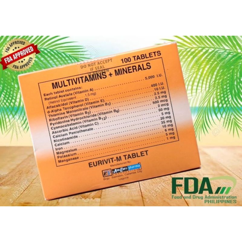EURIVITM (multivitamins + minerals) 100Tablets Shopee Philippines