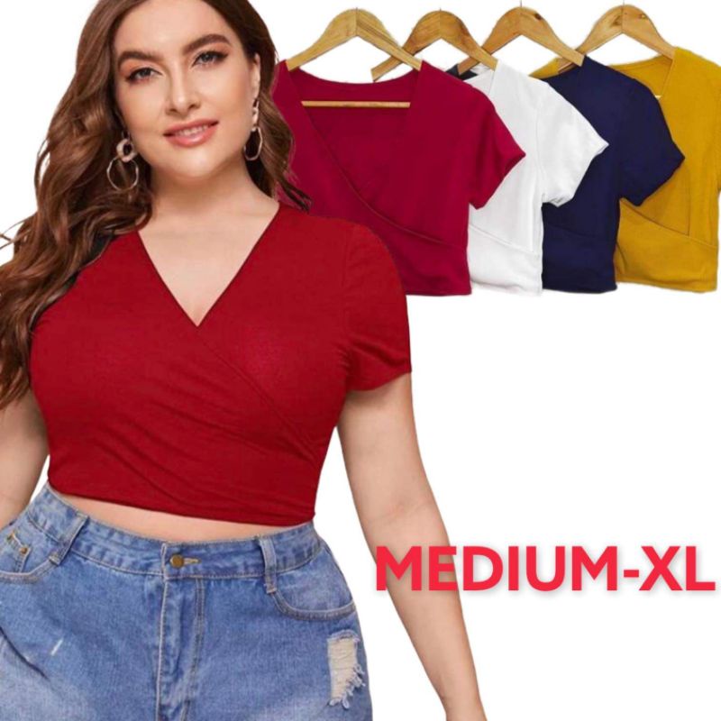 LILY OVERLAP CROP TOP FIT UP TO LARGE | Shopee Philippines