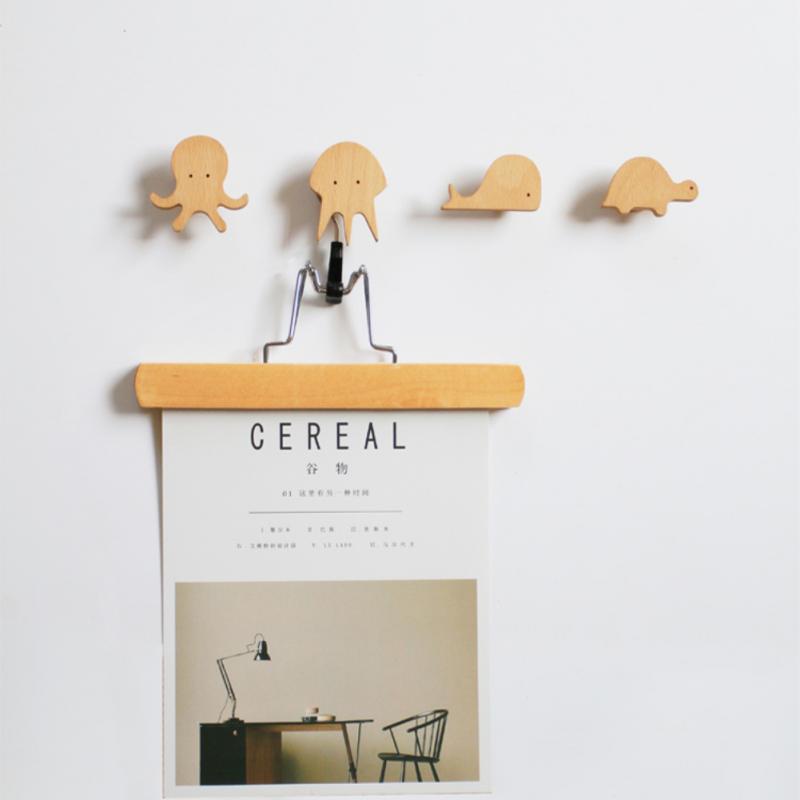 Creativity Animal Shape Hook Natural Oak Walnut Wood Solid Hook ...