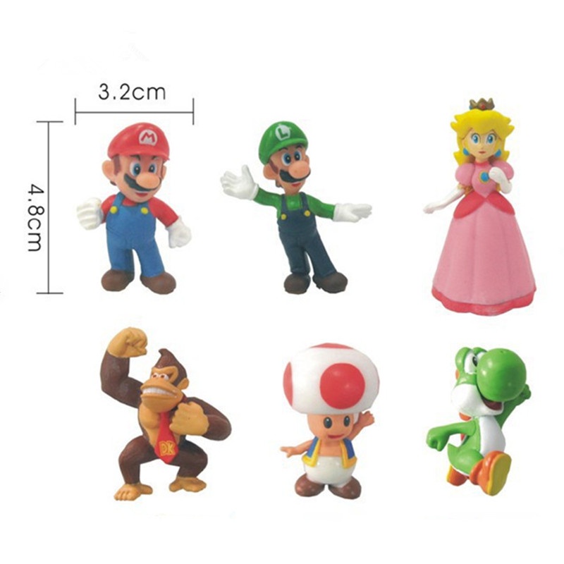 Super Mario Cartoon mario bros Mini Action Figure Mario Luigi Wario ...