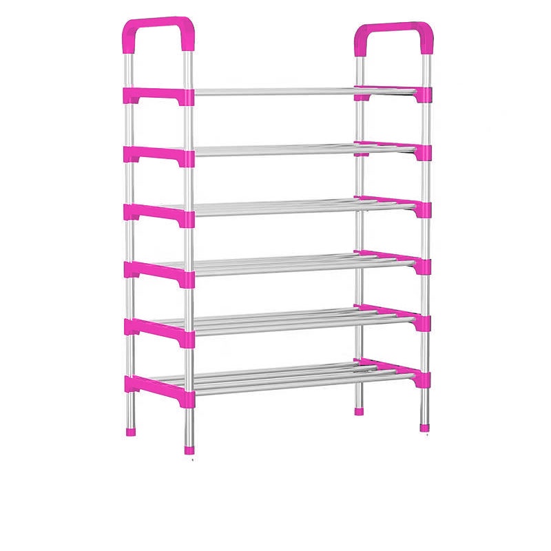 6 Layer shoe rack Tier Colored stainless steel Stackable Shoes ...