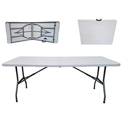 SNJ Table Folding Table Fold in half Table White Steel Residential ...