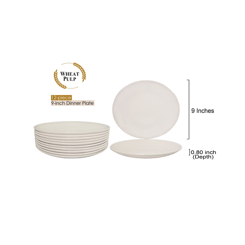 Nipponware 12-piece 9-inch Wheat Pulp Round Dinner Plate Set (Mist ...