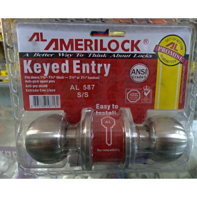 Amerilock Door Knob AL587 Stainless Cylindrical Keyed Entry Entrance ...