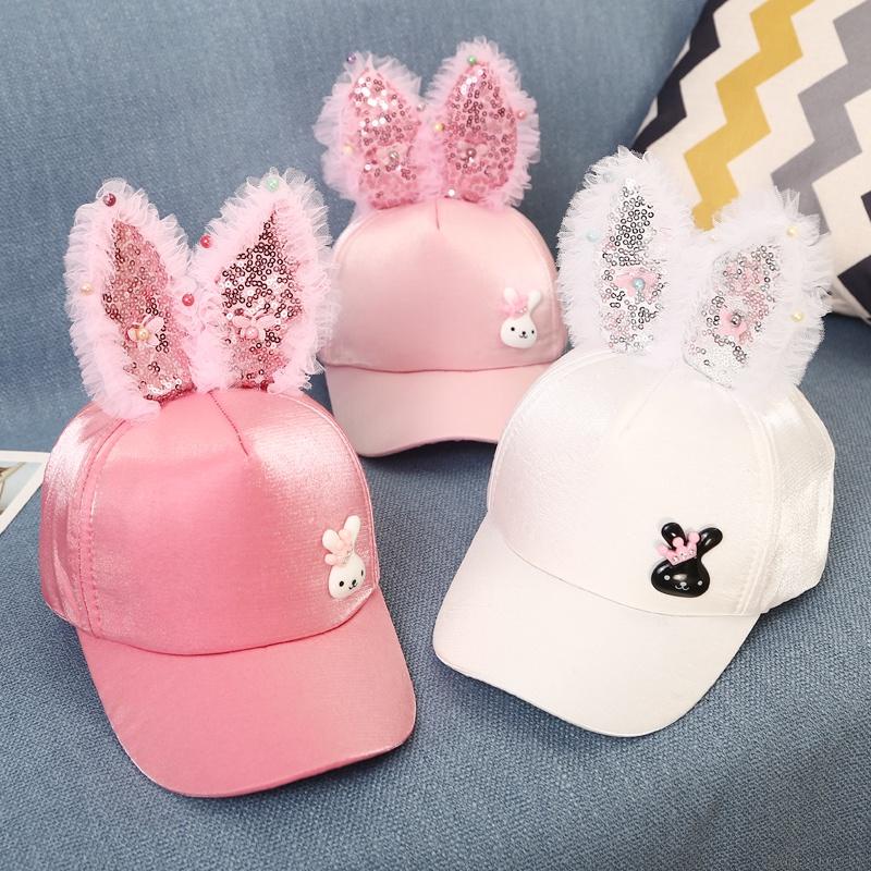 Kids Girls Hat Children Cute Sequins Print Caps Child Adjustable Sun