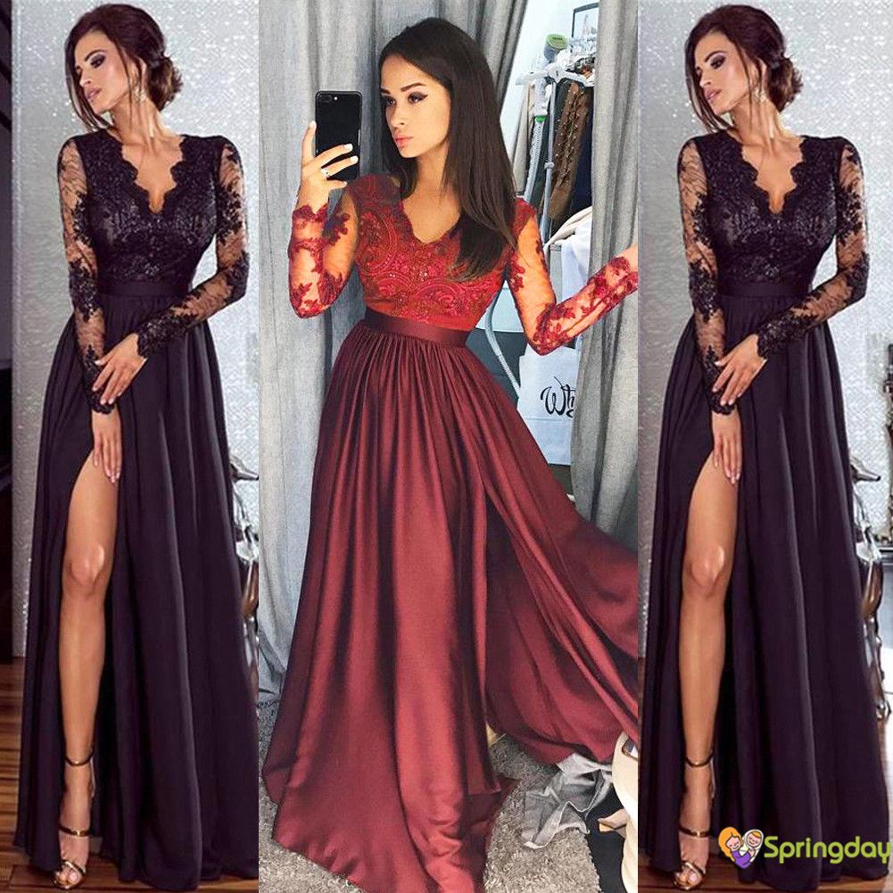 Elegant Women s Long Formal Gown with Lace and Sequin Embroidery Deep V for Gown Evening Parties Shopee Philippines