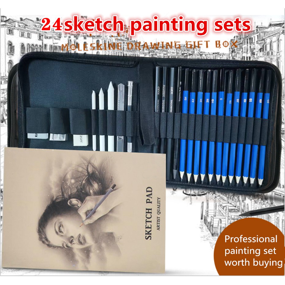 48Pcs H&B Sketching Pencils Drawing And Sketch Kit Set | Shopee Philippines