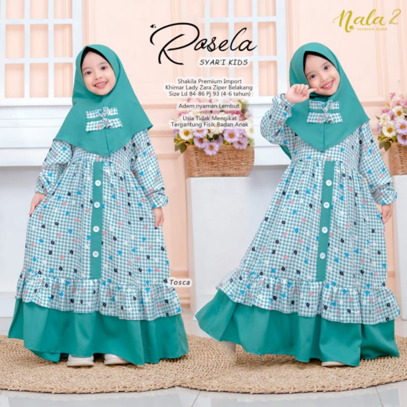 Robe kids rosela kids set Hijab ori nala | Shopee Philippines