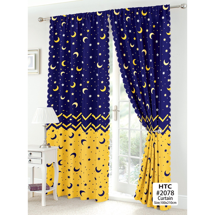 100×210cm Moon Stars Short Curtain Sale Window Bedroom Door Curtains ...