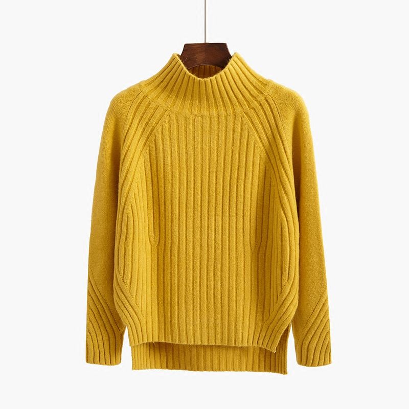 Pure color half high neck pullover sweater women spring and autumn knit ...