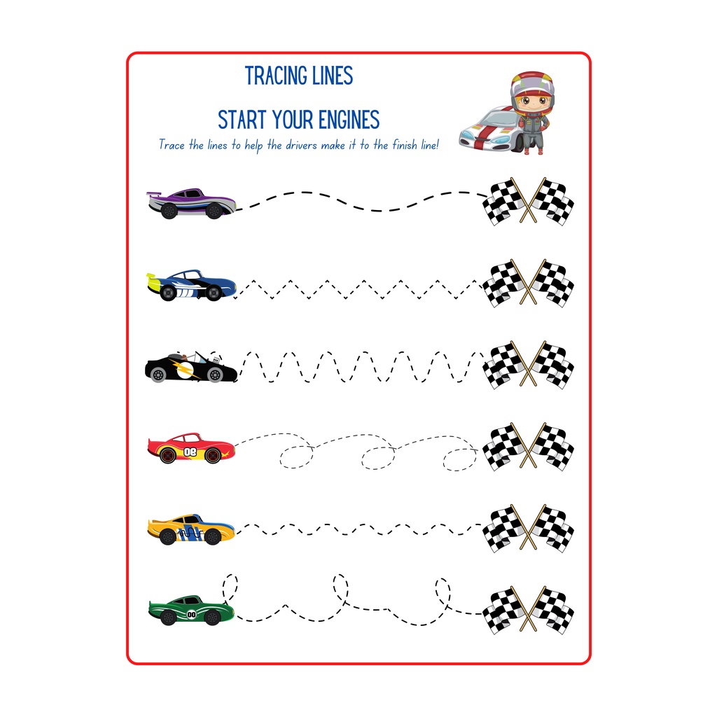 Tracing Name,Lines,Alphabet,and Numbers Erasable Laminated Chart A4