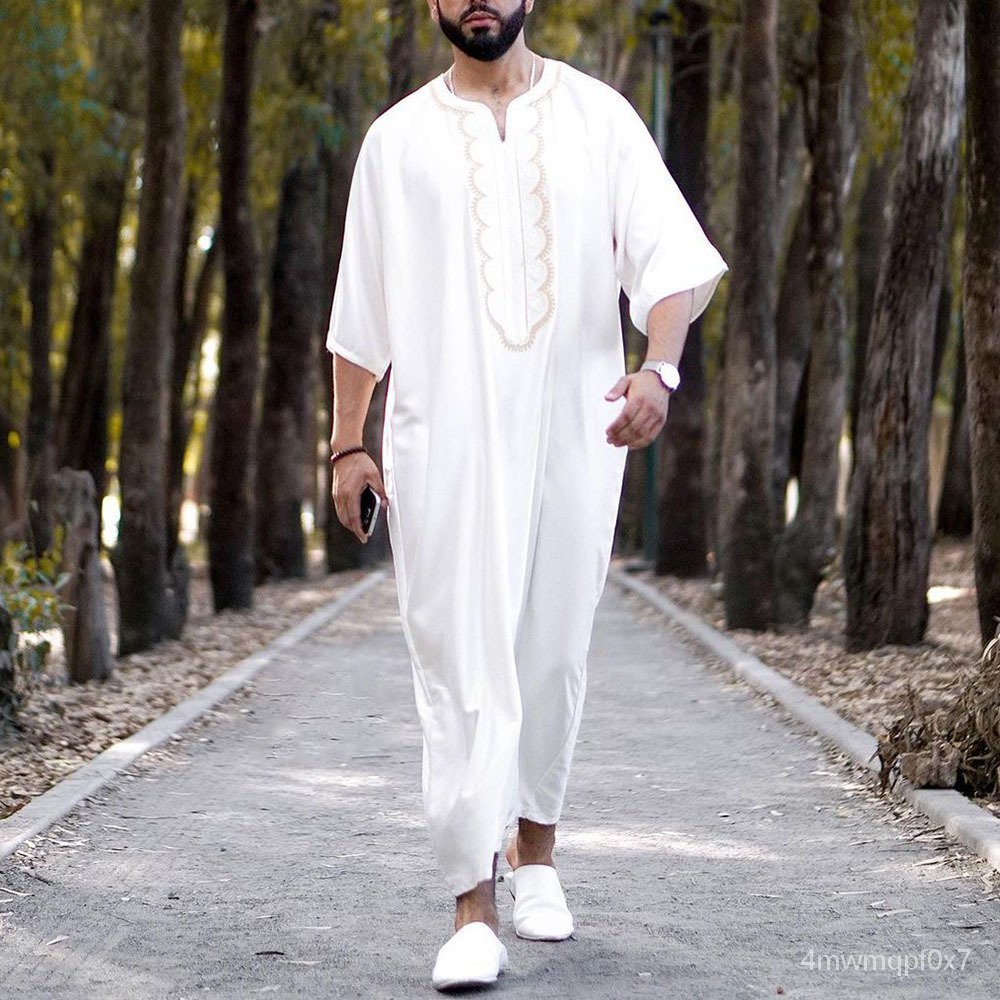 6Colors Men Muslim Arabic Dubai Islamic Clothing Fashion Jubba Thobe ...