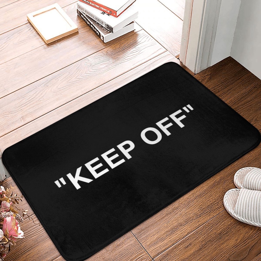 KEEP OFF LOGO WHITE Doormat Carpet Mat Rug Polyester Anti-slip Floor ...