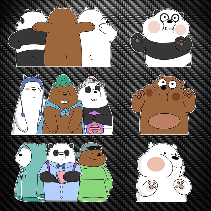 Reflective We Bare Bears Car Sticker Funny Hit on Glass Cute Car Decals ...