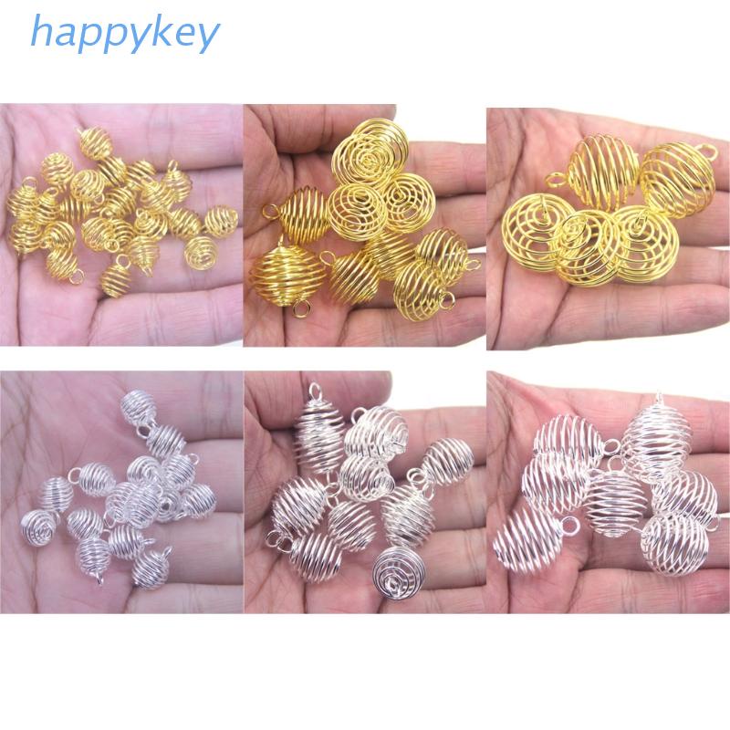 HAP 30Pcs Handmade Spiral Bead Hollow Cages Stone Holder Necklace Cage