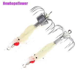 Glow Squid Jigs Saltwater Fishing Lures 10pcs Shrimp Prawn Lures Luminous for Cuttlefish Octopus Fishing Lures Kit, Size: 2.5, Random Color,2.5 inch