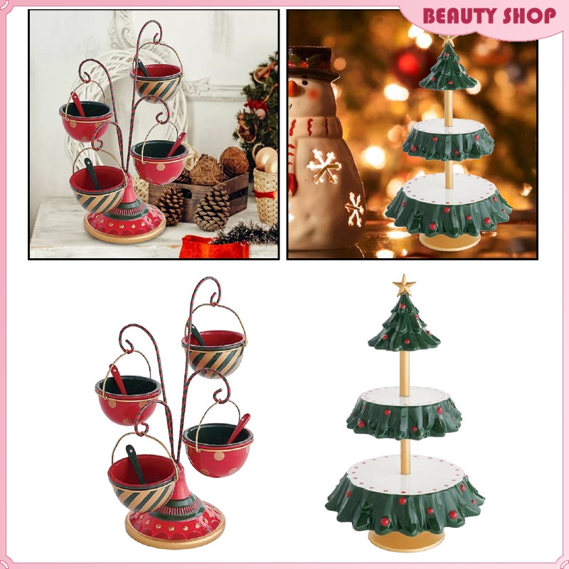Christmas Snack Serving Stand Fruit Plates Candy Display Christmas Tree