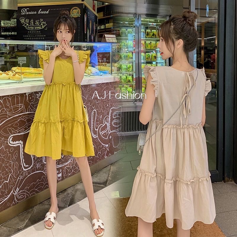 Korean new raffle Layer dress 2Colors | Shopee Philippines