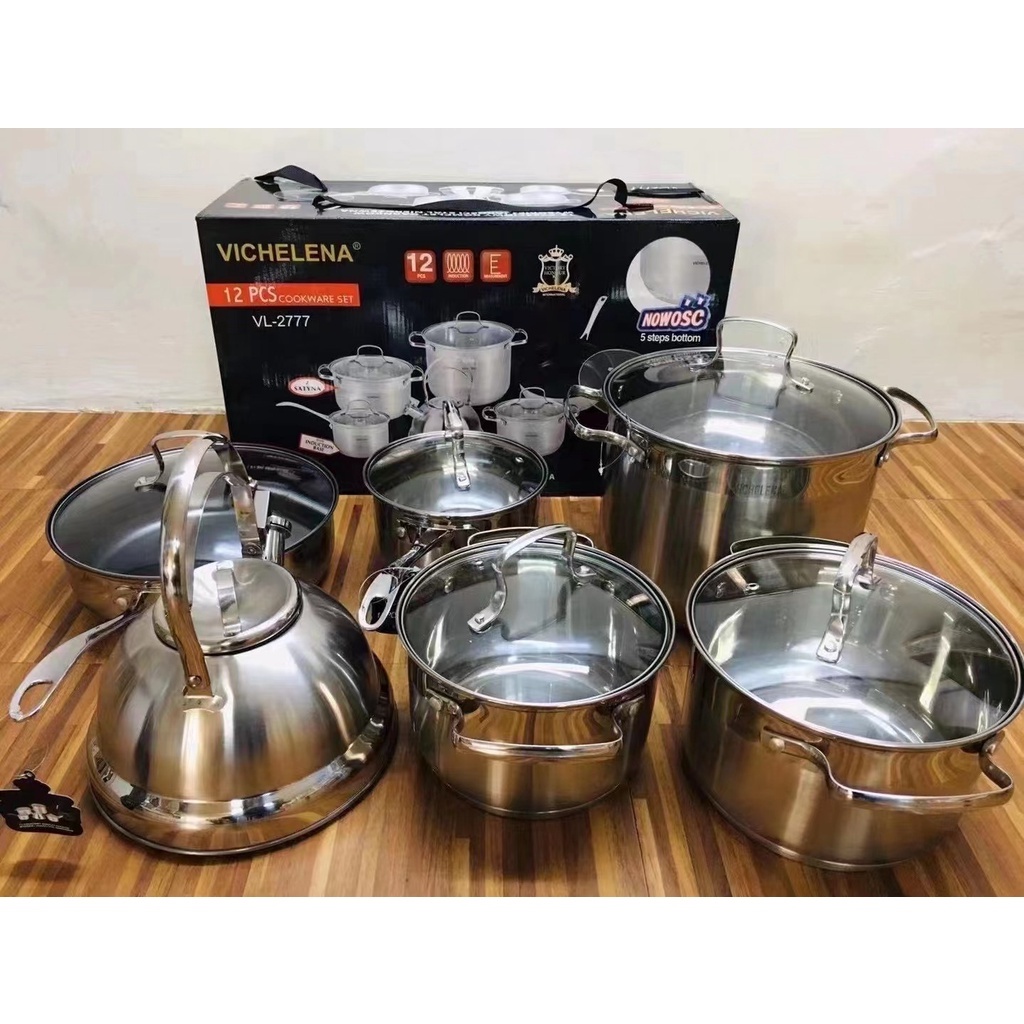 Original Vichelena 12pcs Stainless Steel Cookware Set Induction Halogen