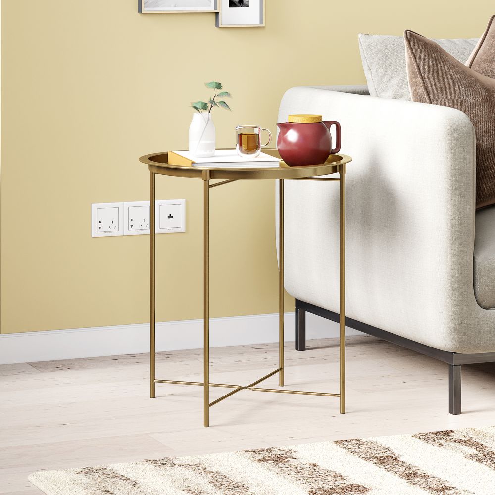 Side Table Metal Round End Table Tray Decor Table Wrought Iron Round