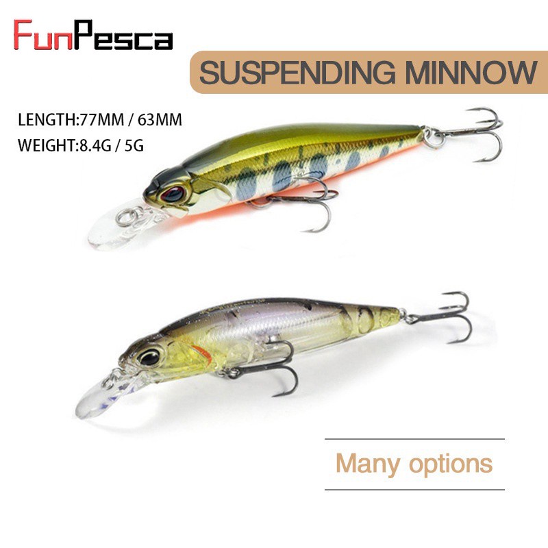 FunPesca 5g/63mm 8.4g/77mm Floating Minnow Fishing Lure Hard Bait Fake ...