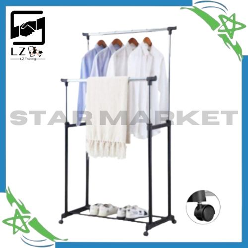 STARDouble pole clothes rack cod portable drying rack Shopee Philippines