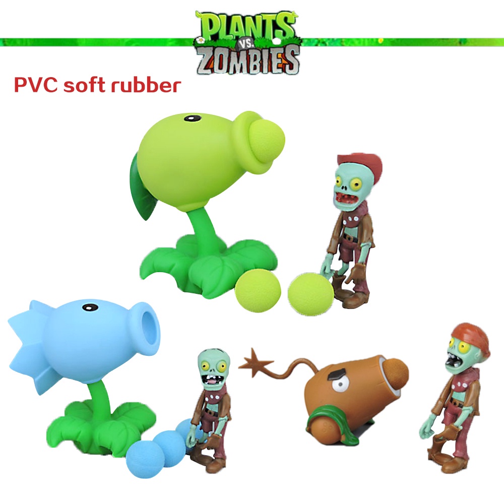Plants Vs Zombies Peashooter ABS Shooting Soft Bullets Toys Doll for