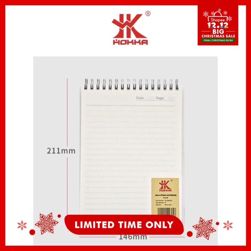 HOKKA Premium 80Pages Quality Muji Style Notebook Spiral Steno Vertical
