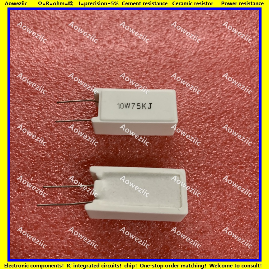 10Pcs 10W75KJ RX27-5 Vertical Cement Resistance 10W 75K ohm 75KR 75KRJ ...