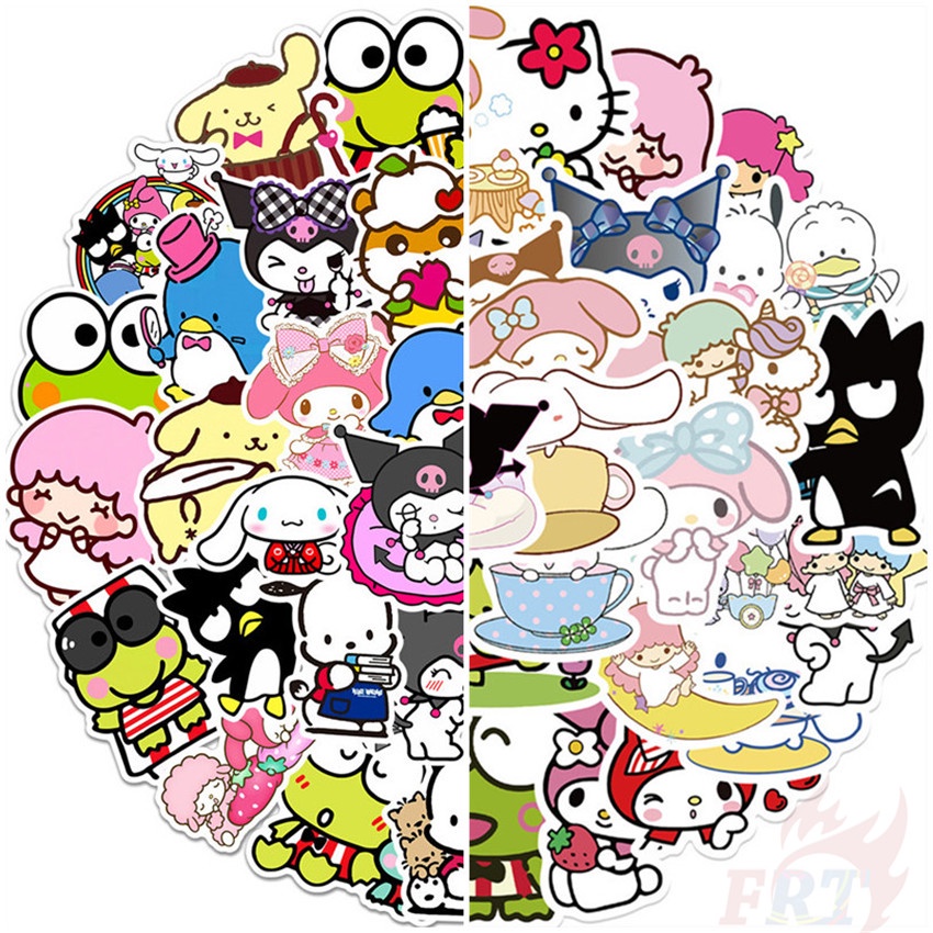 100Pcs/Set ❉ Sanrio Cartoon Q Character Mixed Series B Stickers ❉ Melody  Kuromi Kerokero Keroppi Cinnamoroll Hello Kitty DIY Fashion Mixed  Waterproof Doodle Decals Stickers