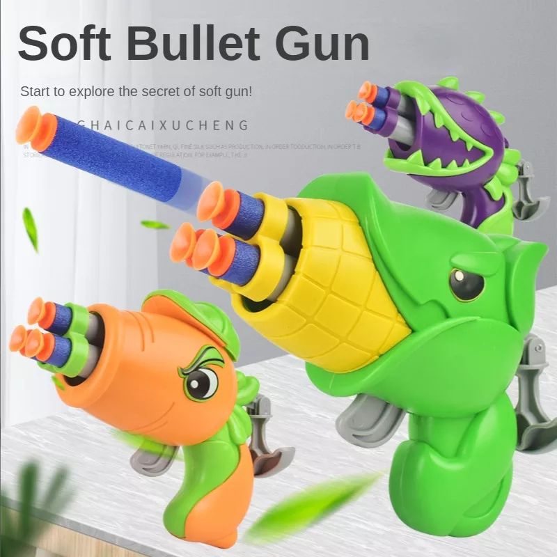 Soft Bullet Gun Manual Loading Children Shooting Gun Cartoon ToyGun ...
